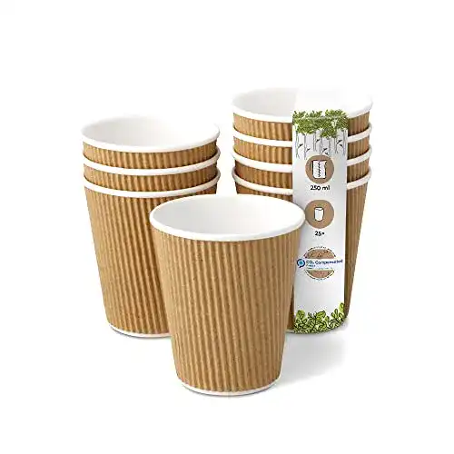 Coffee-to-go-Becher aus Pappe BIOZOYG 25 Stück Riffelbecher