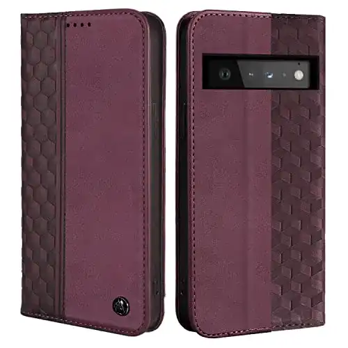 Google Pixel 6 Pro Hülle CXTcase Handyhülle, Lederhülle Flip