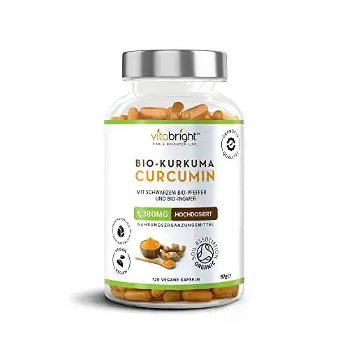 Bio-Kurkuma-Kapseln VitaBright 1380mg pro Portion 120 Kapseln