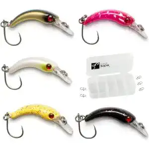 Forellen-Blinker Zite Fishing Forellen-Wobbler-Set mit Box – 5 Kunst-Köder Ultra Light Barsch Forelle mit Einzelhaken