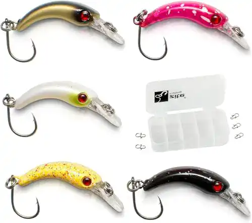Forellen-Blinker Zite Fishing Forellen-Wobbler-Set mit Box – 5 Kunst-Köder Ultra Light Barsch Forelle mit Einzelhaken