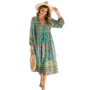 Boho-Kleid R.Vivimos Beiläufig Bohemien Drucken Krawatte