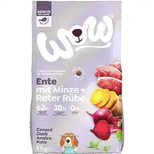 Wow-Hundefutter wow Trockenfutter Senior mit Ente, 6X 1kg