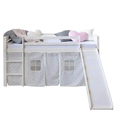 Rutschbett Homestyle4u 1884, Hochbett Weiß 90×200 mit Leiter