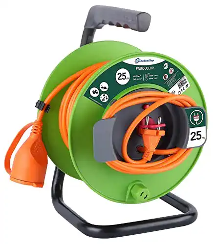 Kabeltrommel (25m) Electraline Kabeltrommel für Gärten, Grün