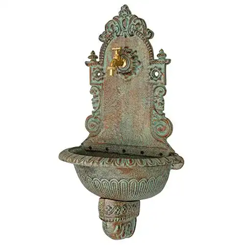 Bassena aubaho Waschbecken Wandbrunnen Garten Eisen Antik-Stil