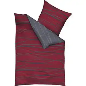 Seersucker-Bettwäsche Kaeppel Edel-Seersucker, Motion rubinrot