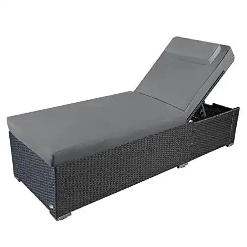 Sonnenliege (Rattan) RS Trade Verona High mit Rollen, Auflage