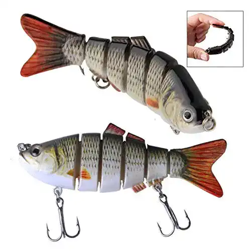 Jerkbait iwobi 2 Stück Multi Gelenkartigen Kunstköder Set Wobbler 100mm Rotauge Köder für Hecht Barsch Zander