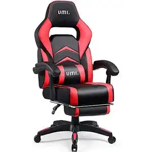 Gaming-Stuhl mit Fußstütze Umi Amazon Brand, mit Lendenkissen