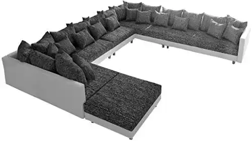Wohnlandschaft DELIFE Couch Clovis XXL, mit Hocker