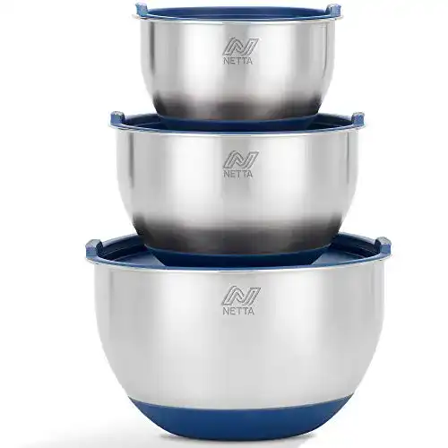 Edelstahlschüsseln mit Deckel NETTA Rührschüssel Set, 3-teilig