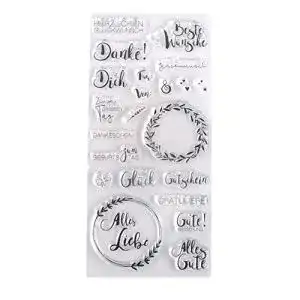 Silikonstempel Rayher 50241000 Clear Stamps viele Wünsche