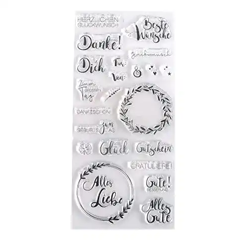 Silikonstempel Rayher 50241000 Clear Stamps viele Wünsche