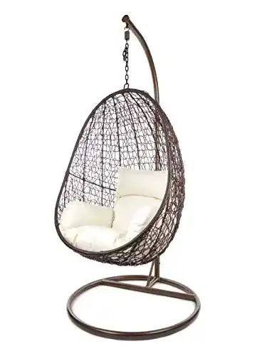Hängesessel (Rattan) Kideo Komplettset: mit Gestell & Kissen