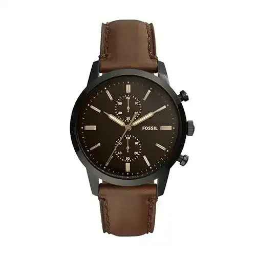 Chronograph Fossil Herren Quarz Uhr mit Leder Armband FS5437