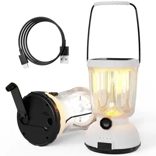 Kurbel-Laterne ROCAM LED Campinglampe Solar Vintage Design
