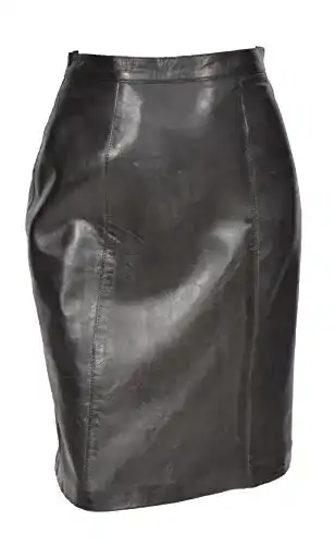 Lederrock House of Leather Damen Echtes Leder Knielänge 22inch