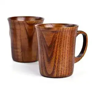 Holzbecher Reuvv Holz Tasse Solid Jujube Becher Holz mit Griff