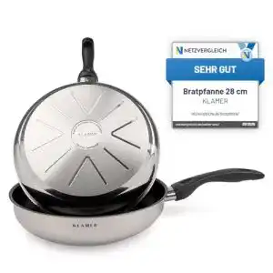 Pfanne (28 cm) KLAMER Profi Edelstahl-Bratpfanne, Induktion