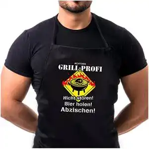 Grillschürze LP&Z für Männer mit Aufdruck, aus Baumwolle