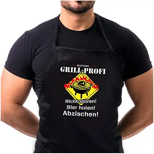 Grillschürze LP&Z für Männer mit Aufdruck, aus Baumwolle