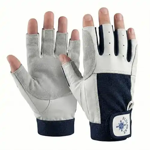 Segelhandschuhe BluePort aus Leder 5 Finger frei XXS