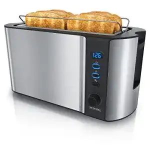Toaster Edelstahl arendo Edelstahl Langschlitz 4 Scheiben