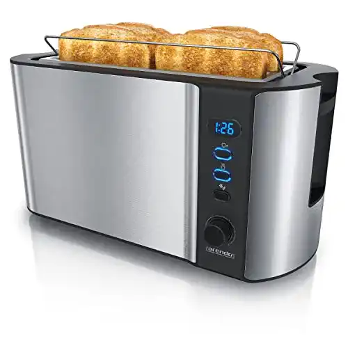 Toaster Edelstahl arendo Edelstahl Langschlitz 4 Scheiben