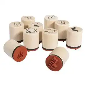 Motivstempel Rayher Hobby 68100000 Set 10 Mini-Holzstempel