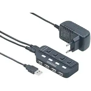 USB-Hub mit Netzteil Xystec USB Steckleiste: Aktiver USB-2.0-Hub