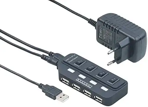 USB-Hub mit Netzteil Xystec USB Steckleiste: Aktiver USB-2.0-Hub