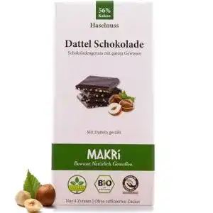 Vegane Schokolade Makri Dattel Schokolade, Haselnuss 56%