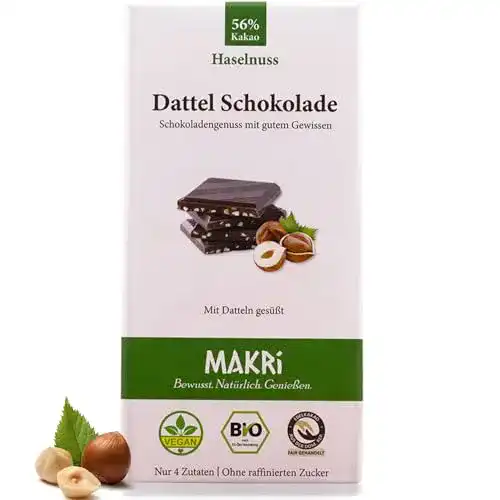 Vegane Schokolade Makri Dattel Schokolade, Haselnuss 56%