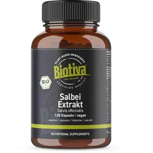 Salbei-Kapseln Biotiva Salbei Extrakt Bio 120 Kapseln, 400mg