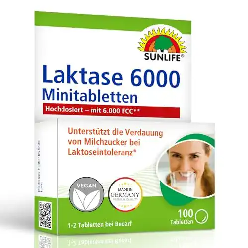 Laktase-Tabletten Sunlife Laktasetabletten 6.000 FCC, 100 Stk.