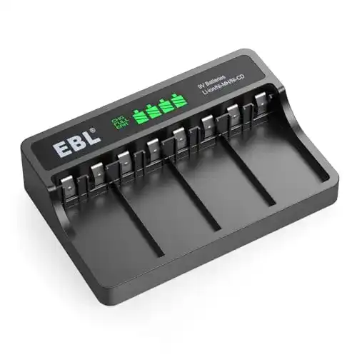 EBL-Ladegerät EBL Akku Ladegerät 9v für Li-Ionen NI-MH NI-Cd