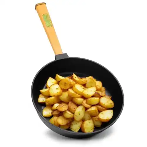 Pfanne 22 cm BIOL 22 cm Bratpfanne aus Gusseisen, Holzgriff