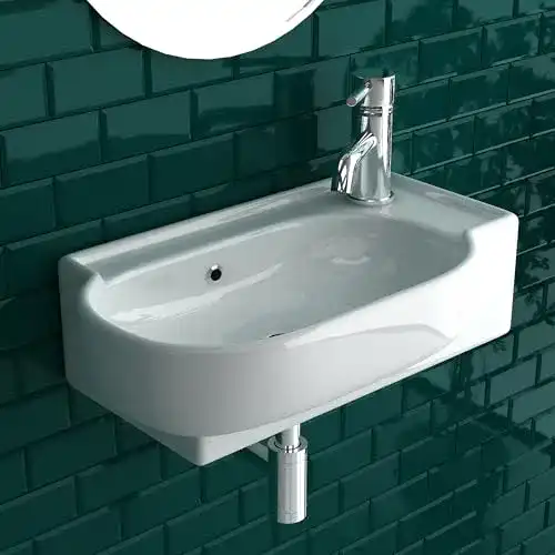 Waschbecken bad1a Hand Mini Waschtisch Weiß Keramik- 45 cm