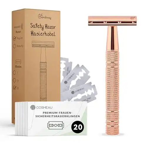 Rasierhobel Damen Bamboozy Safety Razor mit 20 Rasierklingen
