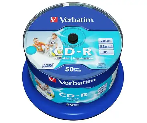 CD-R Verbatim AZO Wide Inkjet Printable 700 MB, 50er Pack