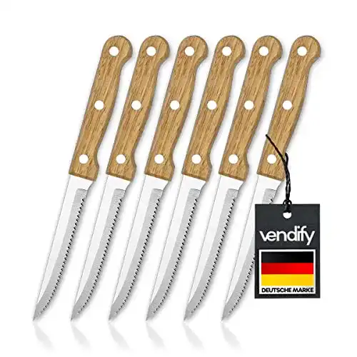Steakmesser vendify ® Premium Set 6-teilig mit Holz-Griff