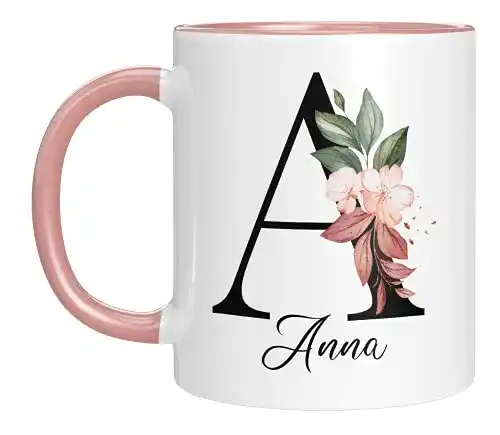 Kaffeetassen TASSENTICKER “Namens-Tasse mit Blumen Motiv”
