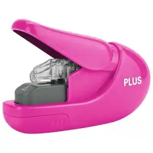Klammerloser Hefter PLUS JAPAN, in Pink, Heftleistung 5 Blatt