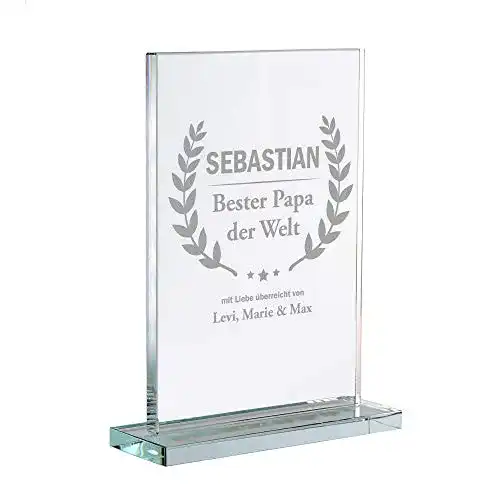 Glaspokal Casa Vivente mit Gravur für den besten Papa