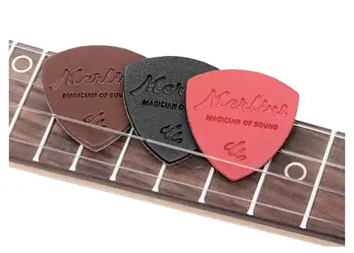 Plektrum Merlins Leder Set, 3 Picks in verschiedene Stärken