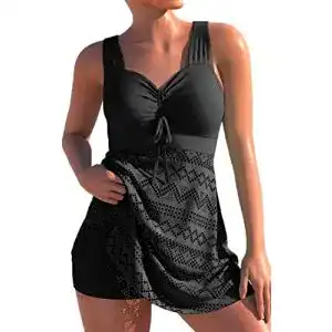 Badekleid PANOZON Damen Spitze Tankini Beachwear Push Up