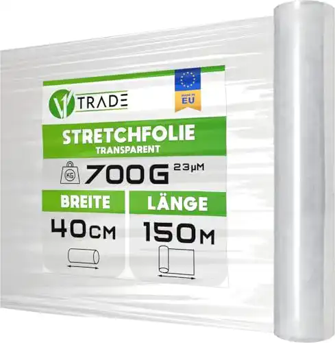 Verpackungsfolie V1 TRADE Stretchfolie Transparent auf Rolle