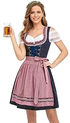 Dirndl Damen BENNIES midi Trachtenkleid Damen Trachtenrock