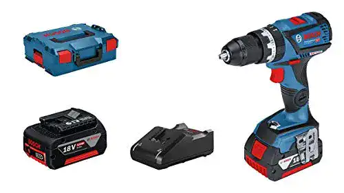 Bosch-Professional-Akku-Schlagbohrschrauber Bosch Professional 18V System Akku Schlagbohrschrauber GSB 18V-60 C (max. Drehmoment (weich/hart): 31/60 Nm, inkl. 2×4.0 Ah Akku, Ladegerät GAL 18 V-40, L-BOXX)